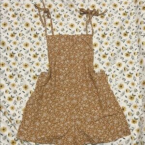 Vanilla Star Tan Floral Romper w/ Pockets